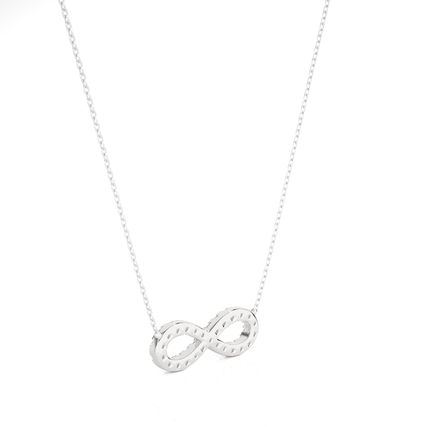 Infinity symbol pendant necklace with lab grown diamond accents