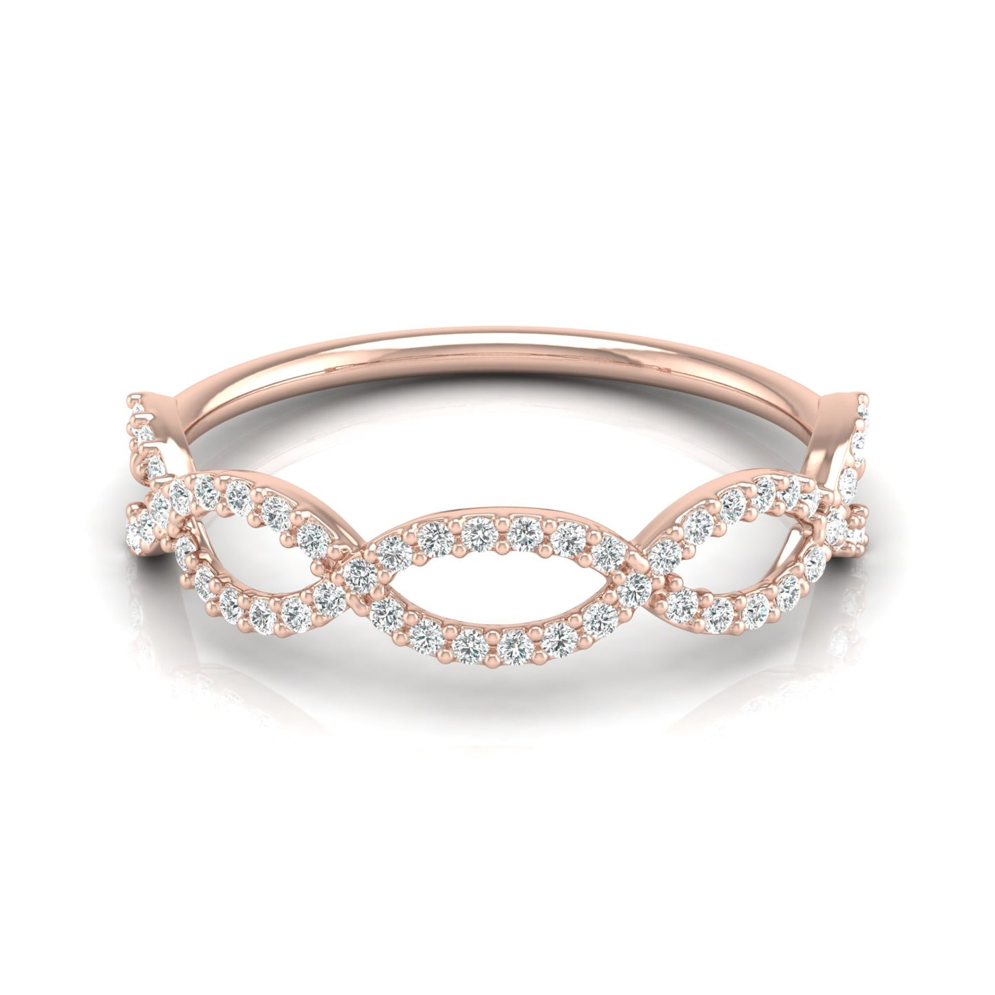 Trending Infinity Twisted Wedding Band Ring VS Clarity Lab Grown Diamond Half Eternity Band in 14KT Gold - HIGHCARAT DIAMONDS