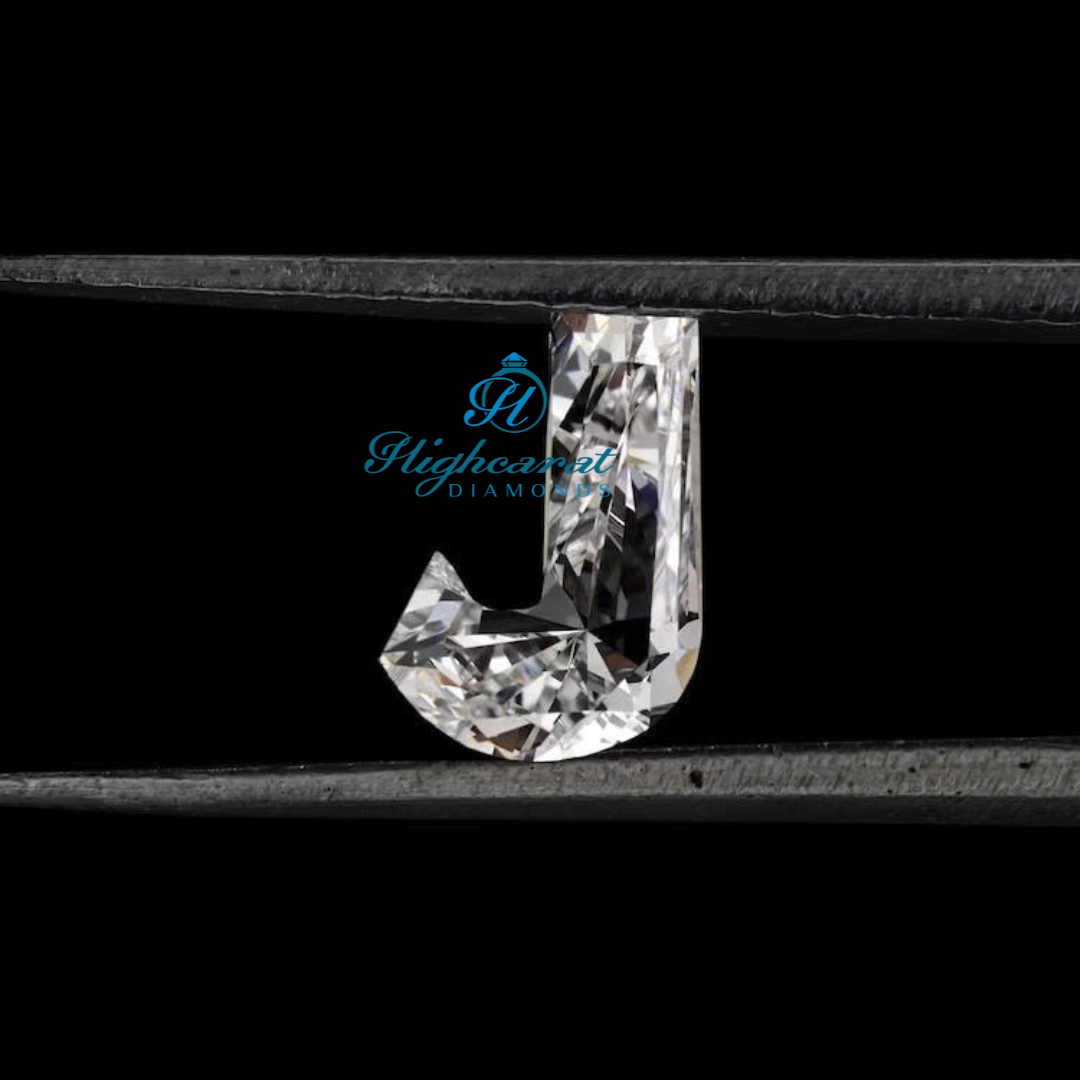 J Shape Sparkling Diamond  Perfect for Customized Minimalist Jewelry & Fine Gifting Designs