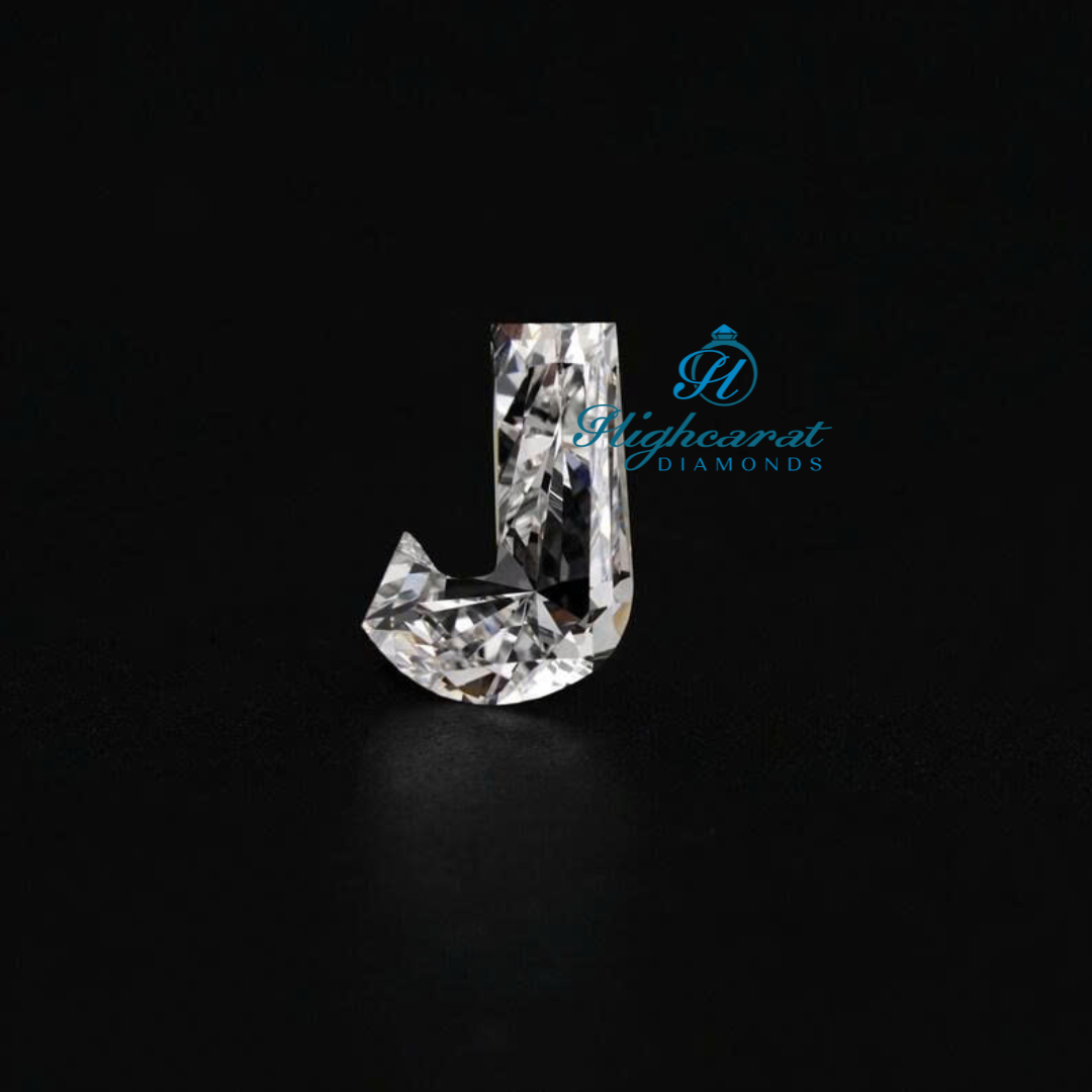J Shape Sparkling Diamond  Perfect for Customized Minimalist Jewelry & Fine Gifting Designs