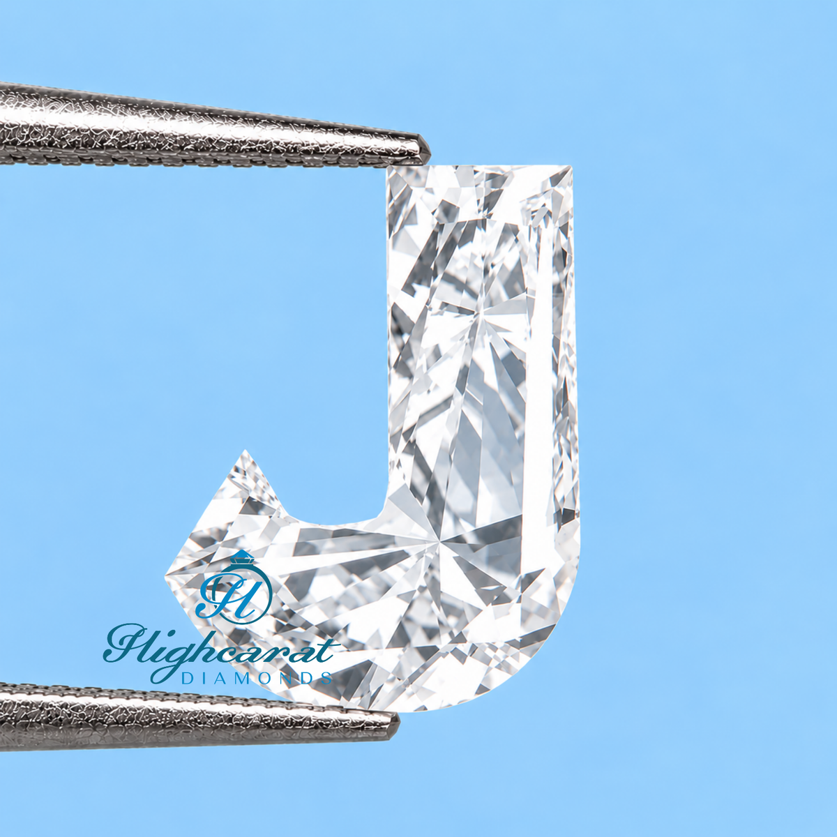 J alphabet shape fancy cut lab grown diamond
