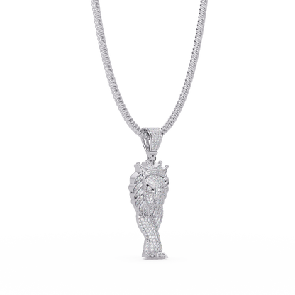 King Lion Head Pendant Lab Grown Diamond 14k Rose Gold Necklace - HIGHCARAT DIAMONDS
