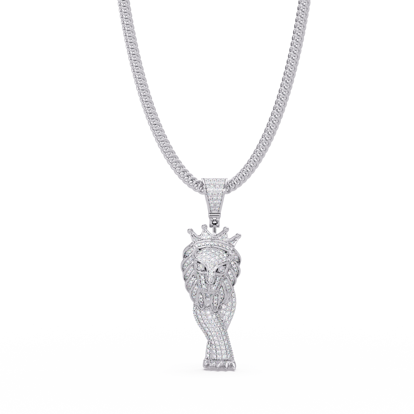 King Lion Head Pendant Lab Grown Diamond 14k Rose Gold Necklace - HIGHCARAT DIAMONDS