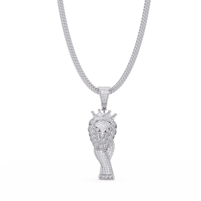 King Lion Head Pendant Lab Grown Diamond 14k Rose Gold Necklace - HIGHCARAT DIAMONDS