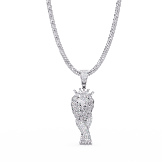 King Lion Head Pendant Lab Grown Diamond 14k Rose Gold Necklace - HIGHCARAT DIAMONDS