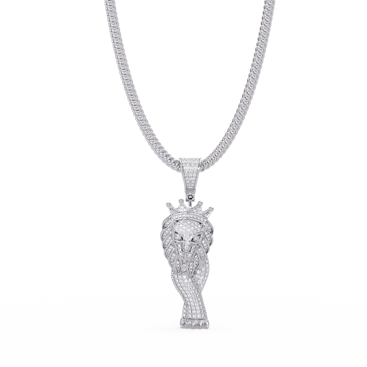 King Lion Head Pendant Lab Grown Diamond 14k Rose Gold Necklace - HIGHCARAT DIAMONDS