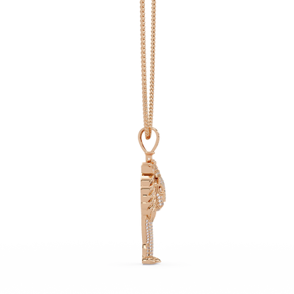 King Lion Head Pendant Lab Grown Diamond 14k Rose Gold Necklace - HIGHCARAT DIAMONDS