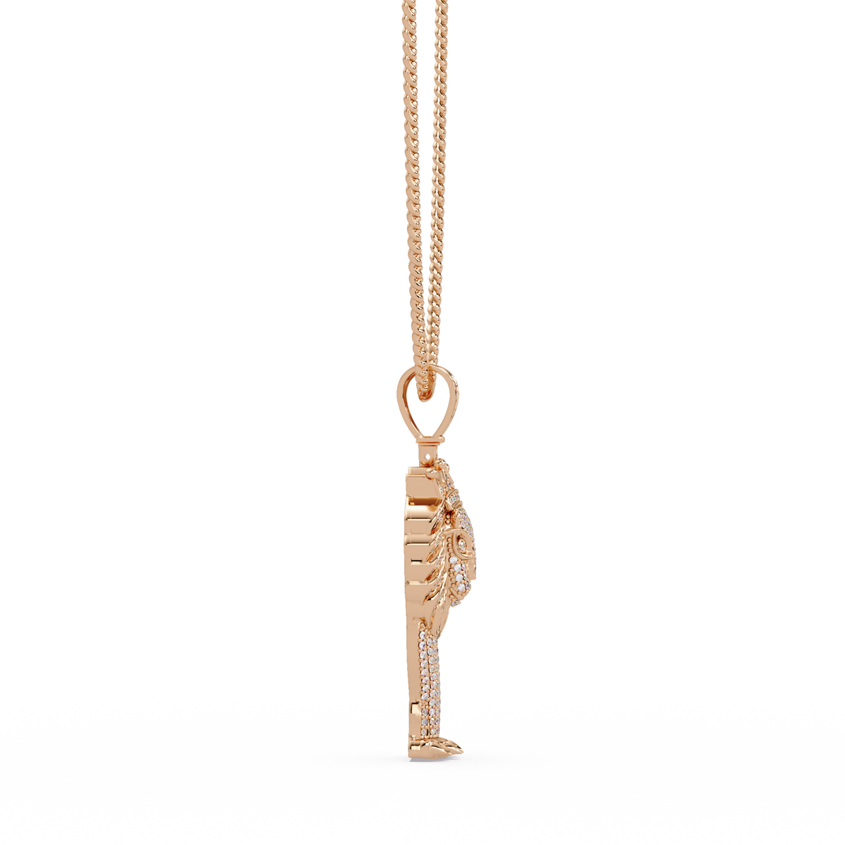 King Lion Head Pendant Lab Grown Diamond 14k Rose Gold Necklace - HIGHCARAT DIAMONDS