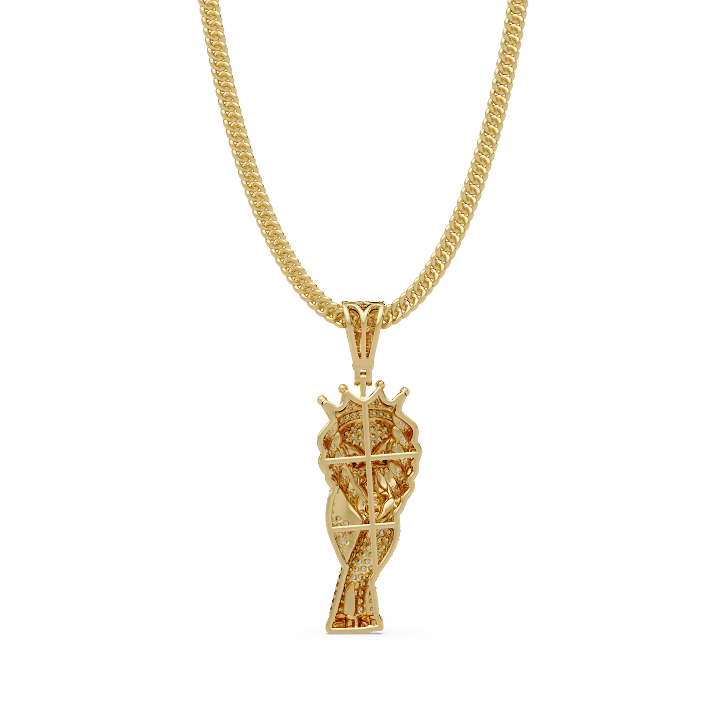 King Lion Head Pendant Lab Grown Diamond 14k Rose Gold Necklace - HIGHCARAT DIAMONDS