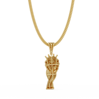 King Lion Head Pendant Lab Grown Diamond 14k Rose Gold Necklace - HIGHCARAT DIAMONDS