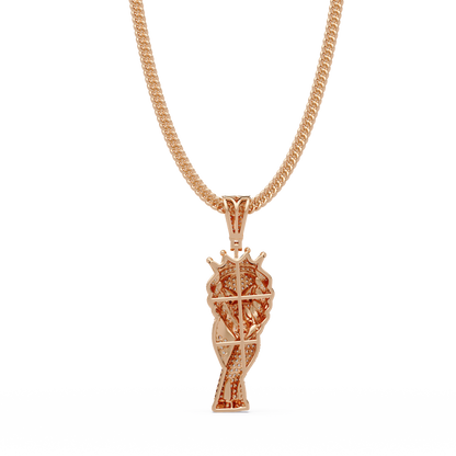 King Lion Head Pendant Lab Grown Diamond 14k Rose Gold Necklace - HIGHCARAT DIAMONDS