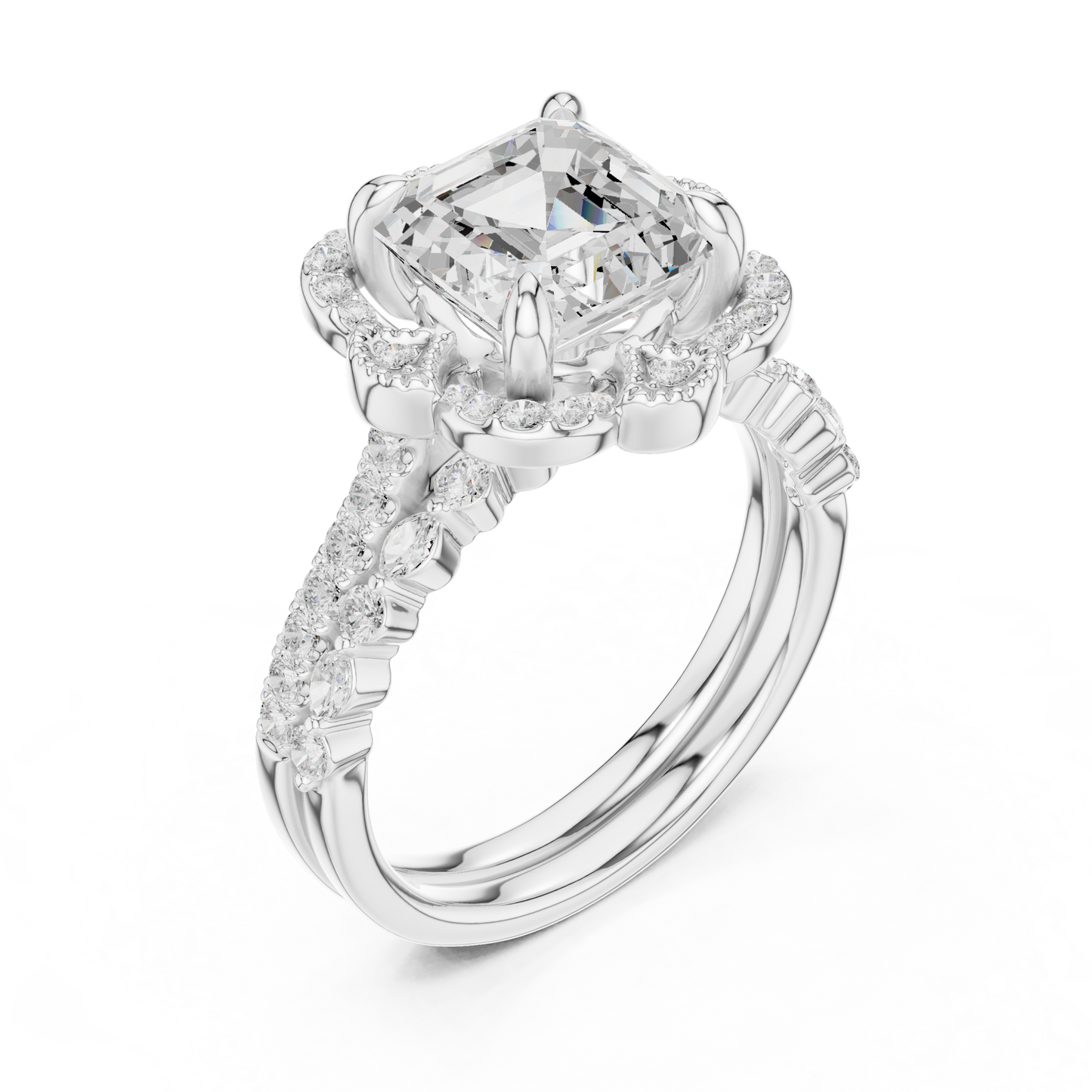 3.60 Ct Ascher, Marquise & Round Cut Lab grown Diamond New Stunning Fabulous  Engagement Ring For Her - HIGHCARAT DIAMONDS