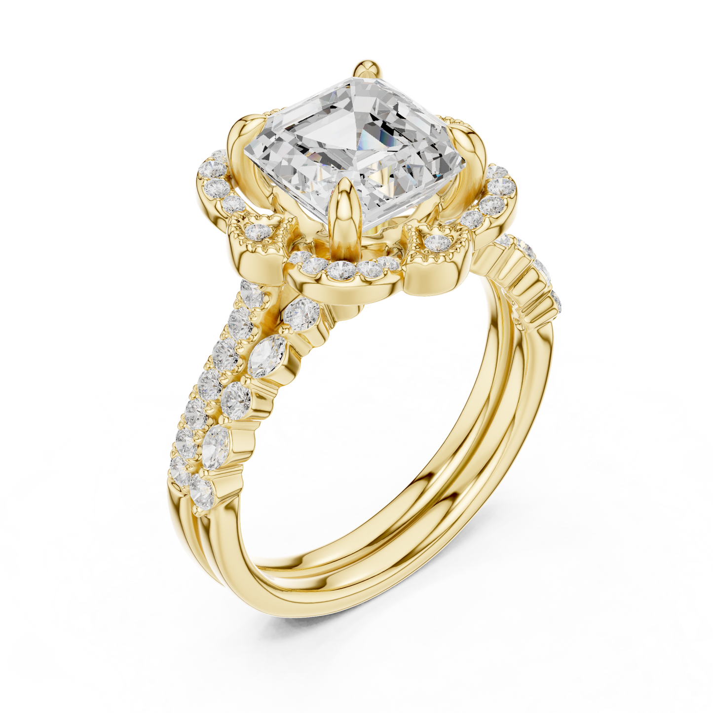 3.60 Ct Ascher, Marquise & Round Cut Lab grown Diamond New Stunning Fabulous  Engagement Ring For Her - HIGHCARAT DIAMONDS