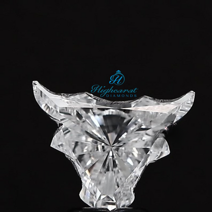 Bull head shape lab grown diamond featuring custom faceting and bold sculpted design