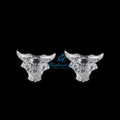 Animal inspired bull shape lab grown diamond with brilliant reflective facets