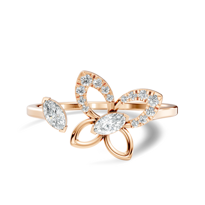 Marquise and Round Cut Diamond Butterfly Shape Unique Cluster Open Daily Wear Ring For Women's - HIGHCARAT DIAMONDS