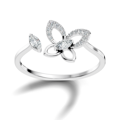 Marquise and Round Cut Diamond Butterfly Shape Unique Cluster Open Daily Wear Ring For Women's - HIGHCARAT DIAMONDS