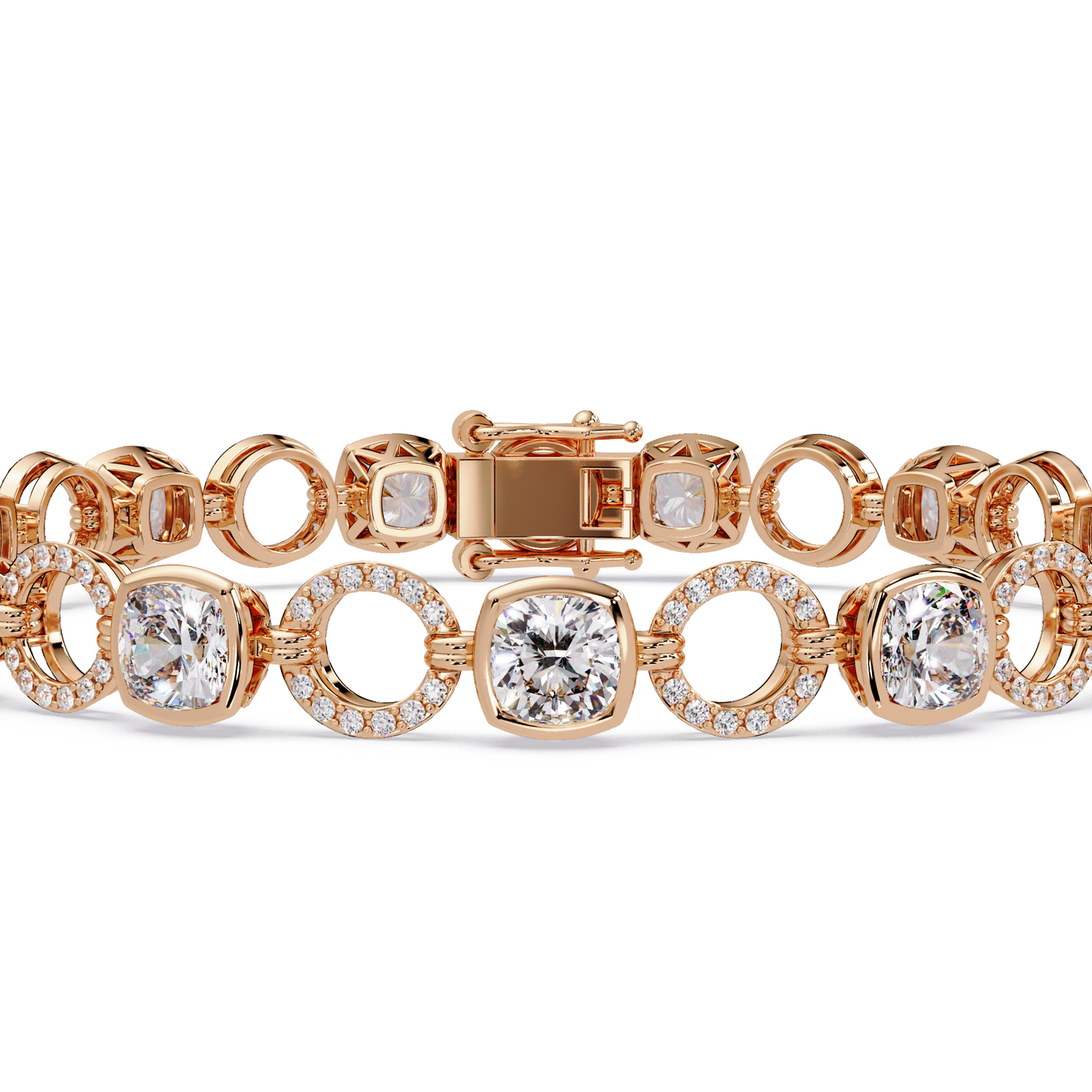 Lab Grown Cushion Cut Diamond Open Circle Bracelet - HIGHCARAT DIAMONDS