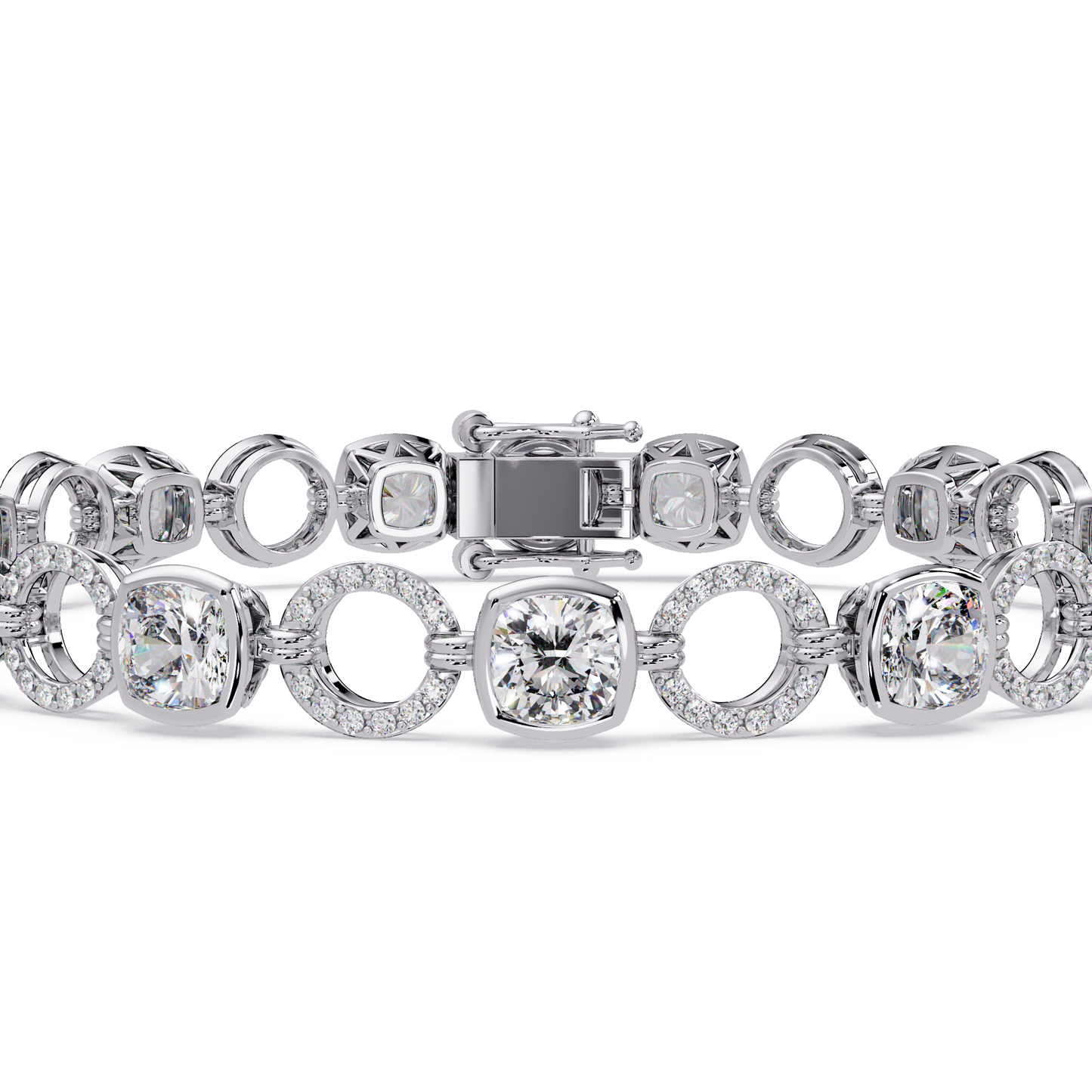 Lab Grown Cushion Cut Diamond Open Circle Bracelet - HIGHCARAT DIAMONDS