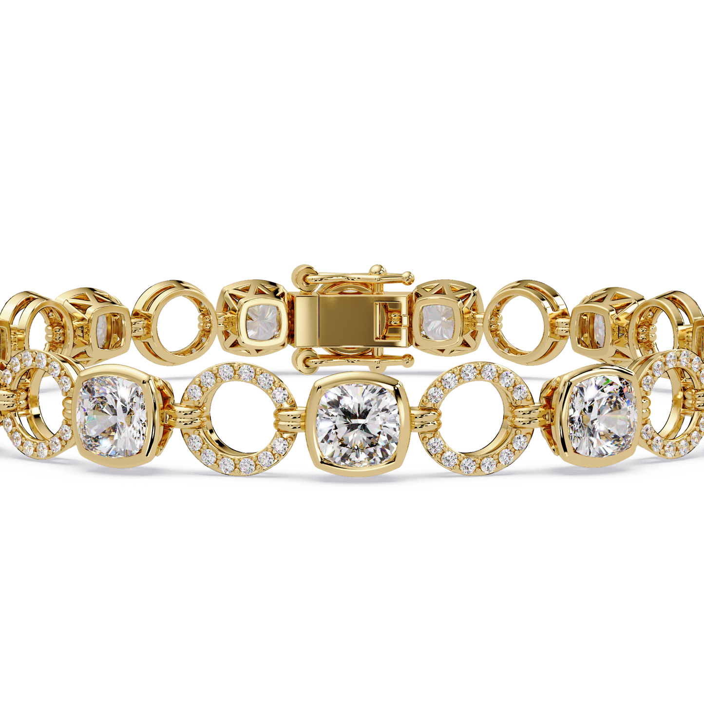 Lab Grown Cushion Cut Diamond Open Circle Bracelet - HIGHCARAT DIAMONDS