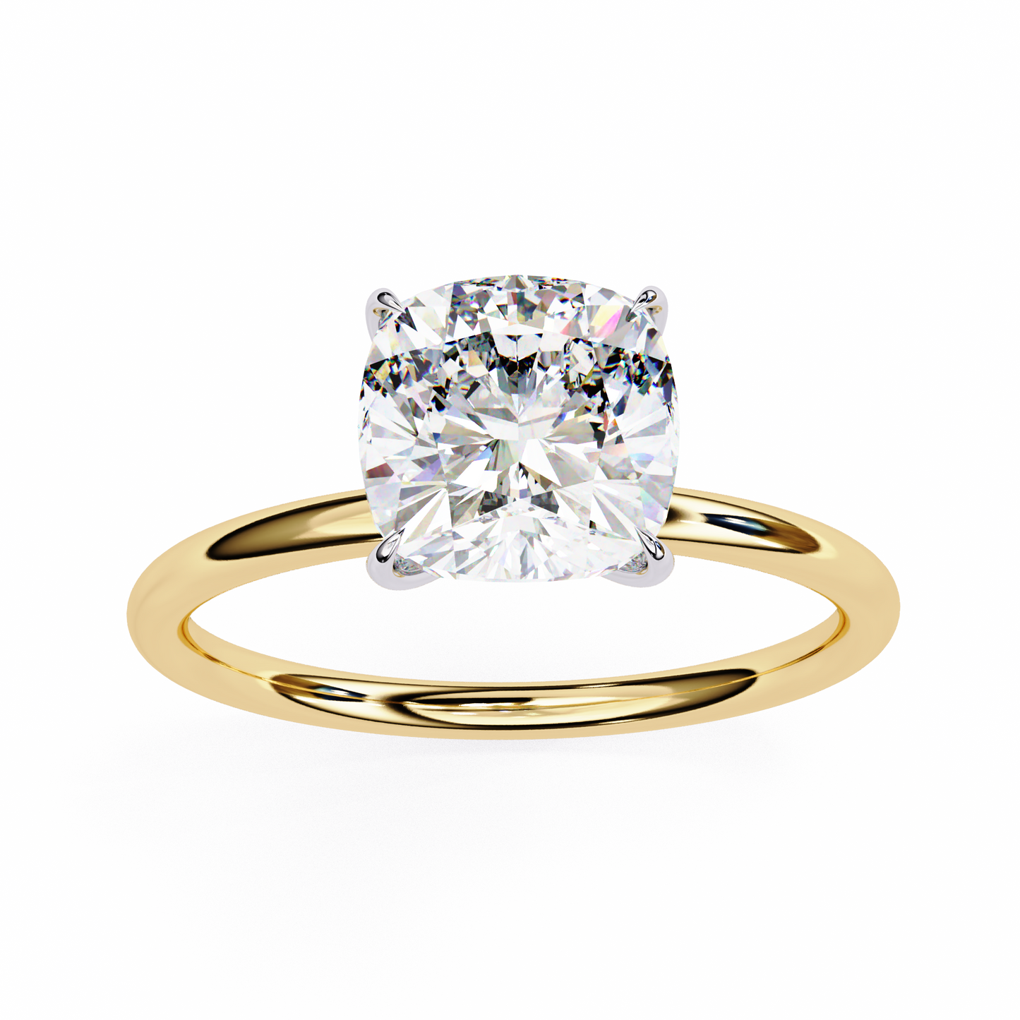 Lab Grown Cushion Cut Diamond Prong set Solitaire Ring