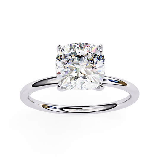 Lab Grown Cushion Cut Diamond Prong set Solitaire Ring