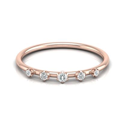 Lab Grown Diamond Band Ring In 14kt Solid Gold Comfort Fit Round Stone Design - HIGHCARAT DIAMONDS