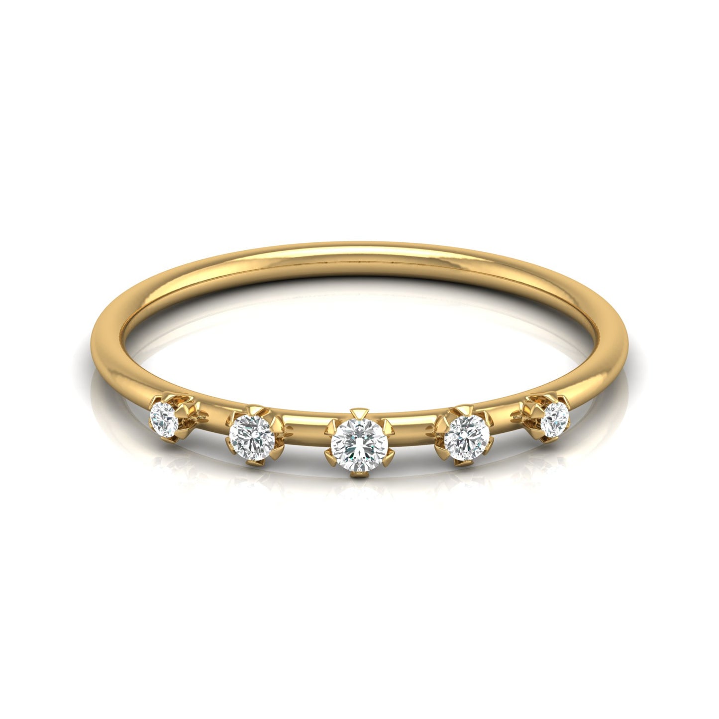 Lab Grown Diamond Band Ring In 14kt Solid Gold Comfort Fit Round Stone Design - HIGHCARAT DIAMONDS