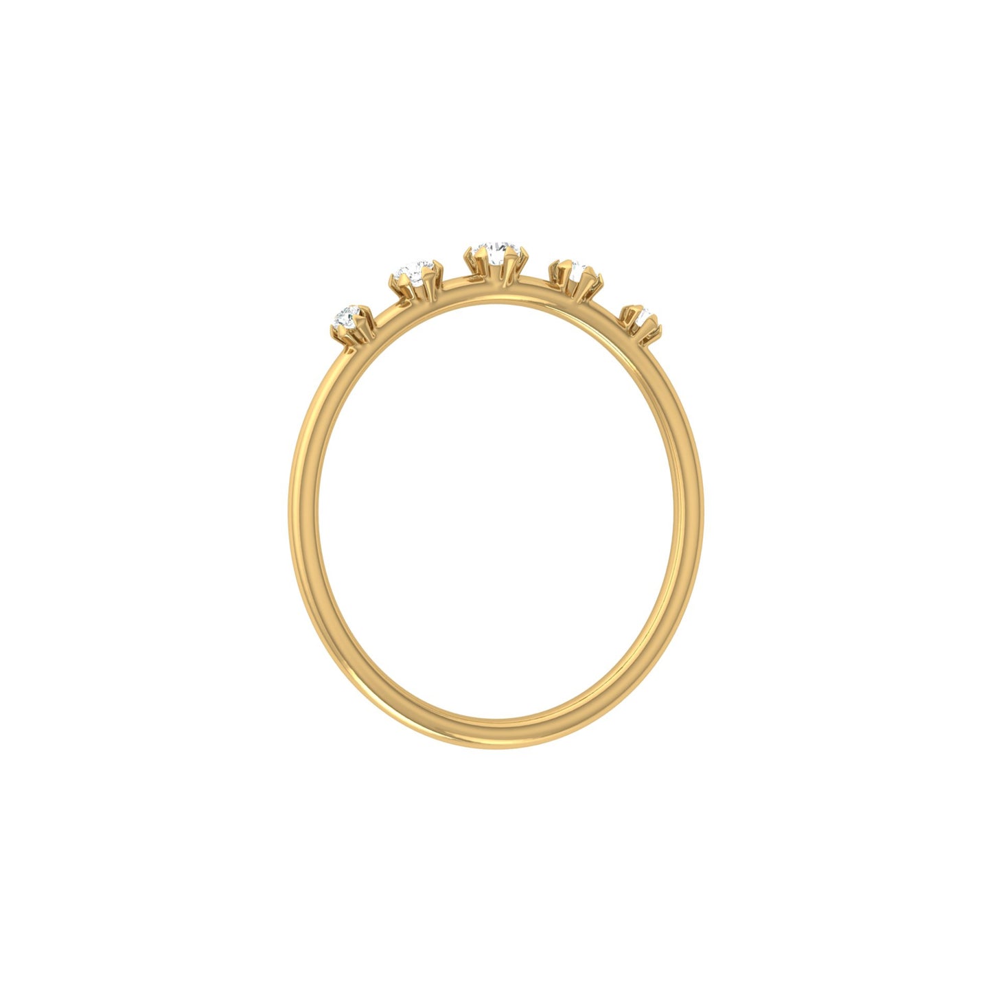 Lab Grown Diamond Band Ring In 14kt Solid Gold Comfort Fit Round Stone Design - HIGHCARAT DIAMONDS