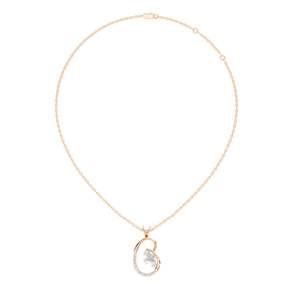 Lab-Grown Diamond Butterfly Cut Pendant 14K Rose Gold Necklace Elegant Jewelry