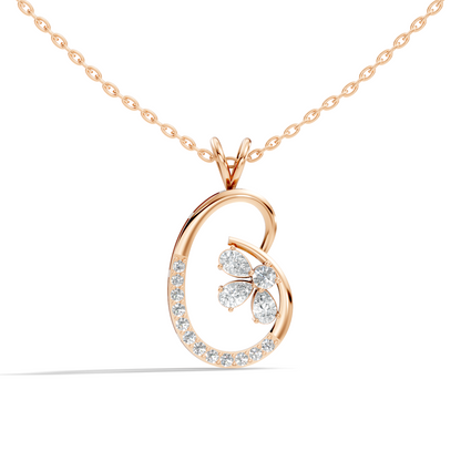 Lab-Grown Diamond Butterfly Cut Pendant 14K Rose Gold Necklace Elegant Jewelry