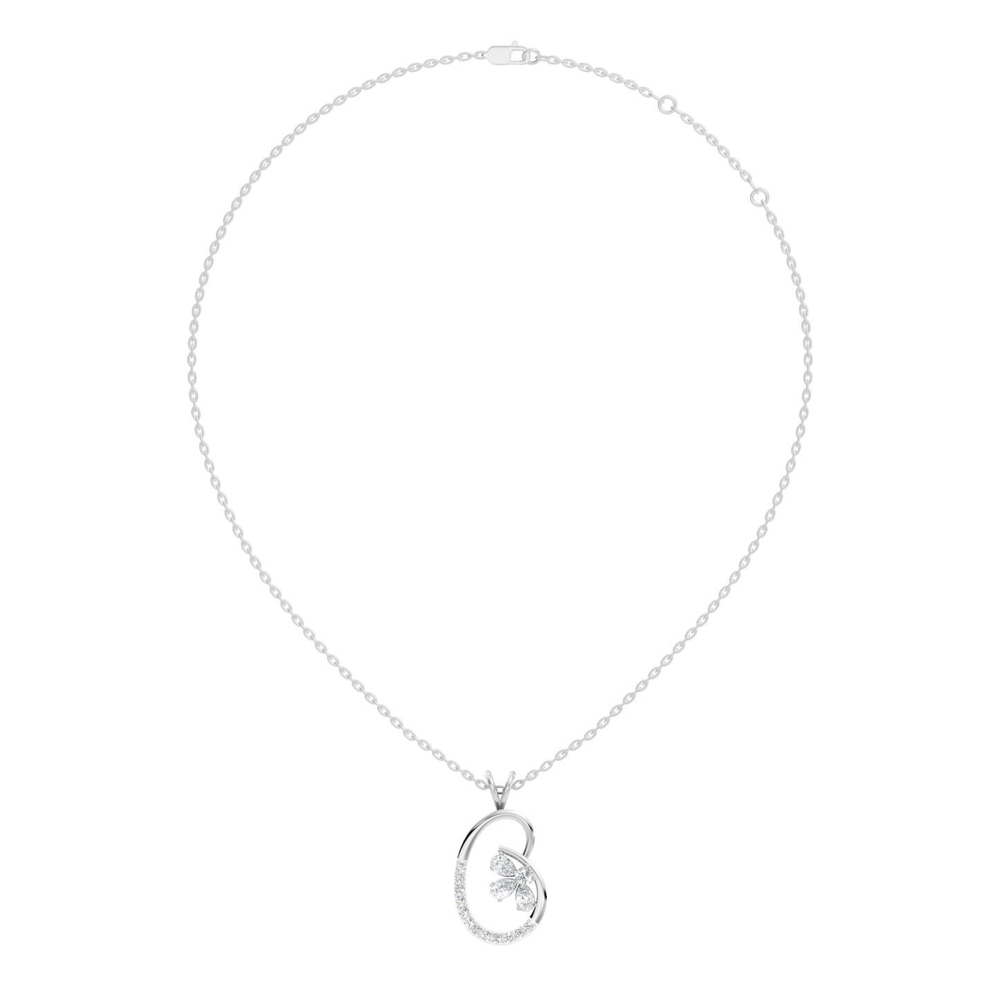 Lab-Grown Diamond Butterfly Cut Pendant 14K Rose Gold Necklace Elegant Jewelry