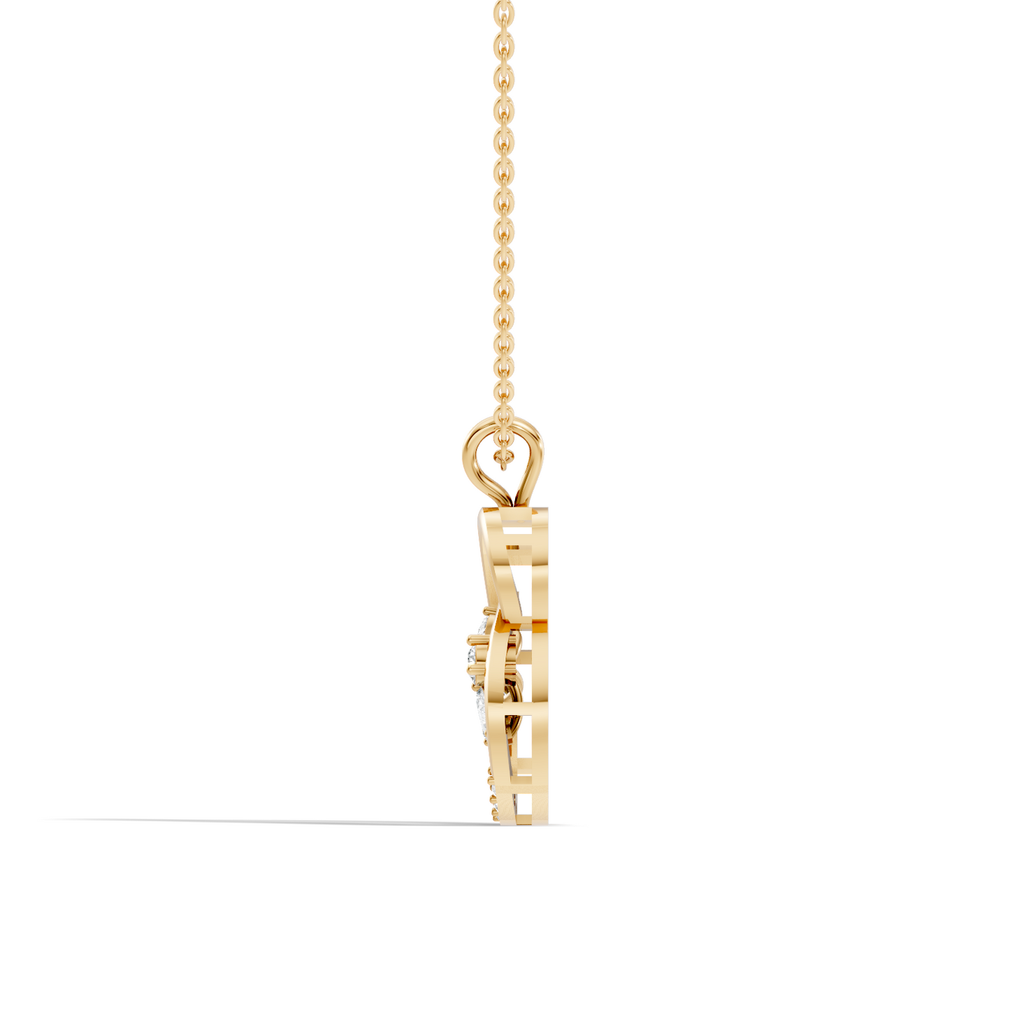 Lab-Grown Diamond Butterfly Cut Pendant 14K Rose Gold Necklace Elegant Jewelry