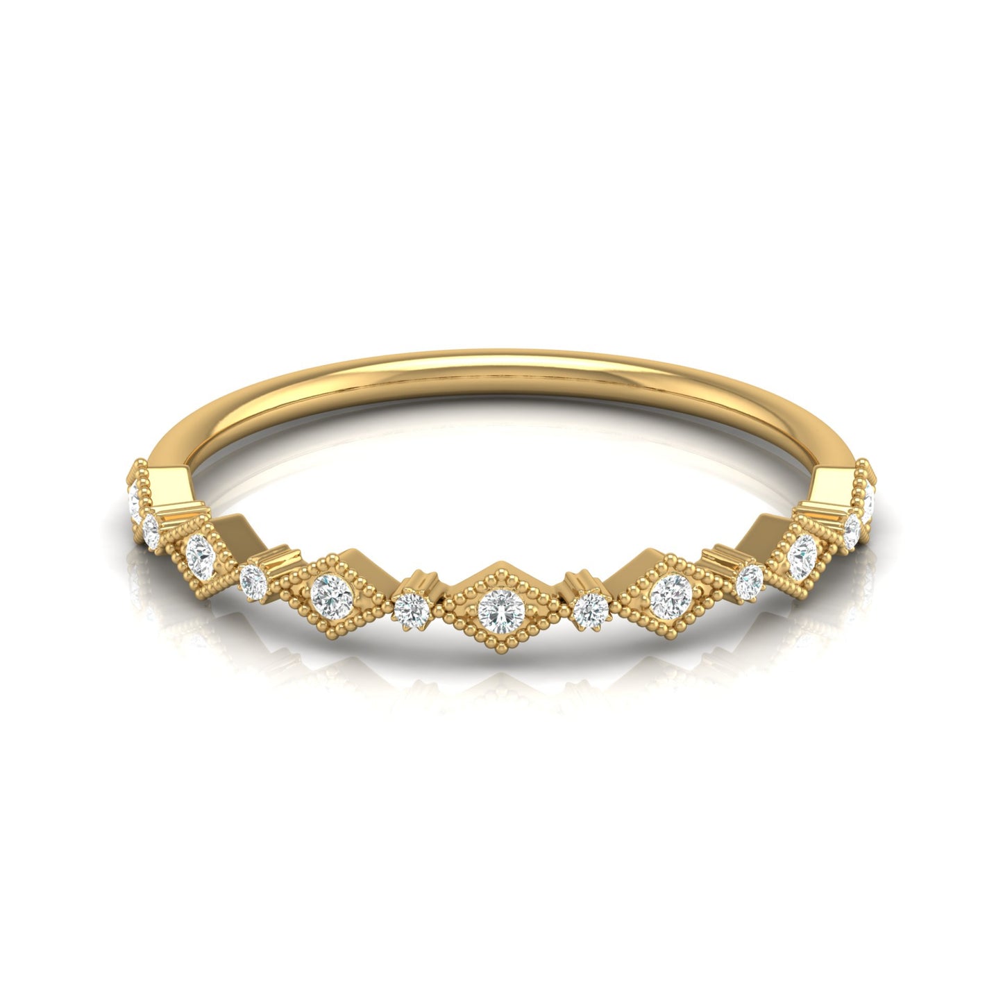 Lab Grown Diamond Eternity Wedding Band In 14K Solid Gold Round Cut Vintage Ring for Women's - HIGHCARAT DIAMONDS