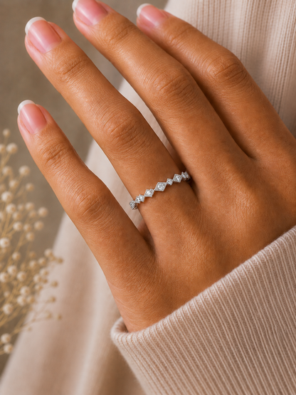 Lab Grown Diamond Eternity Wedding Band In 14K Solid Gold Round Cut Vintage Ring for Women's - HIGHCARAT DIAMONDS