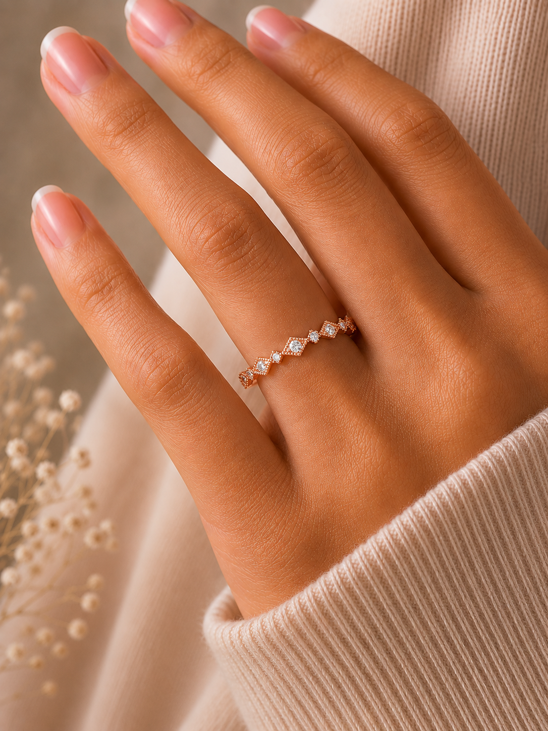 Lab Grown Diamond Eternity Wedding Band In 14K Solid Gold Round Cut Vintage Ring for Women's - HIGHCARAT DIAMONDS