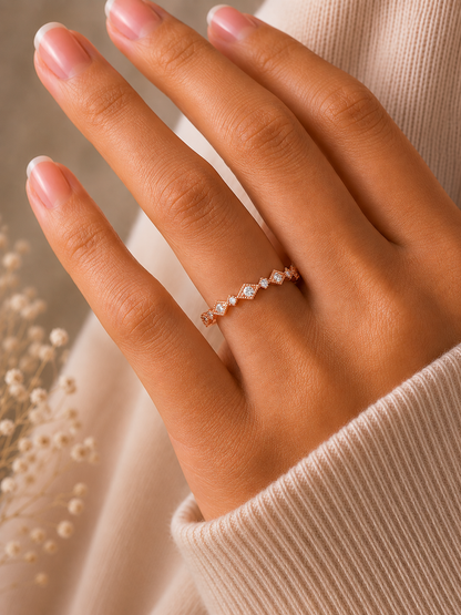 Lab Grown Diamond Eternity Wedding Band In 14K Solid Gold Round Cut Vintage Ring for Women's - HIGHCARAT DIAMONDS