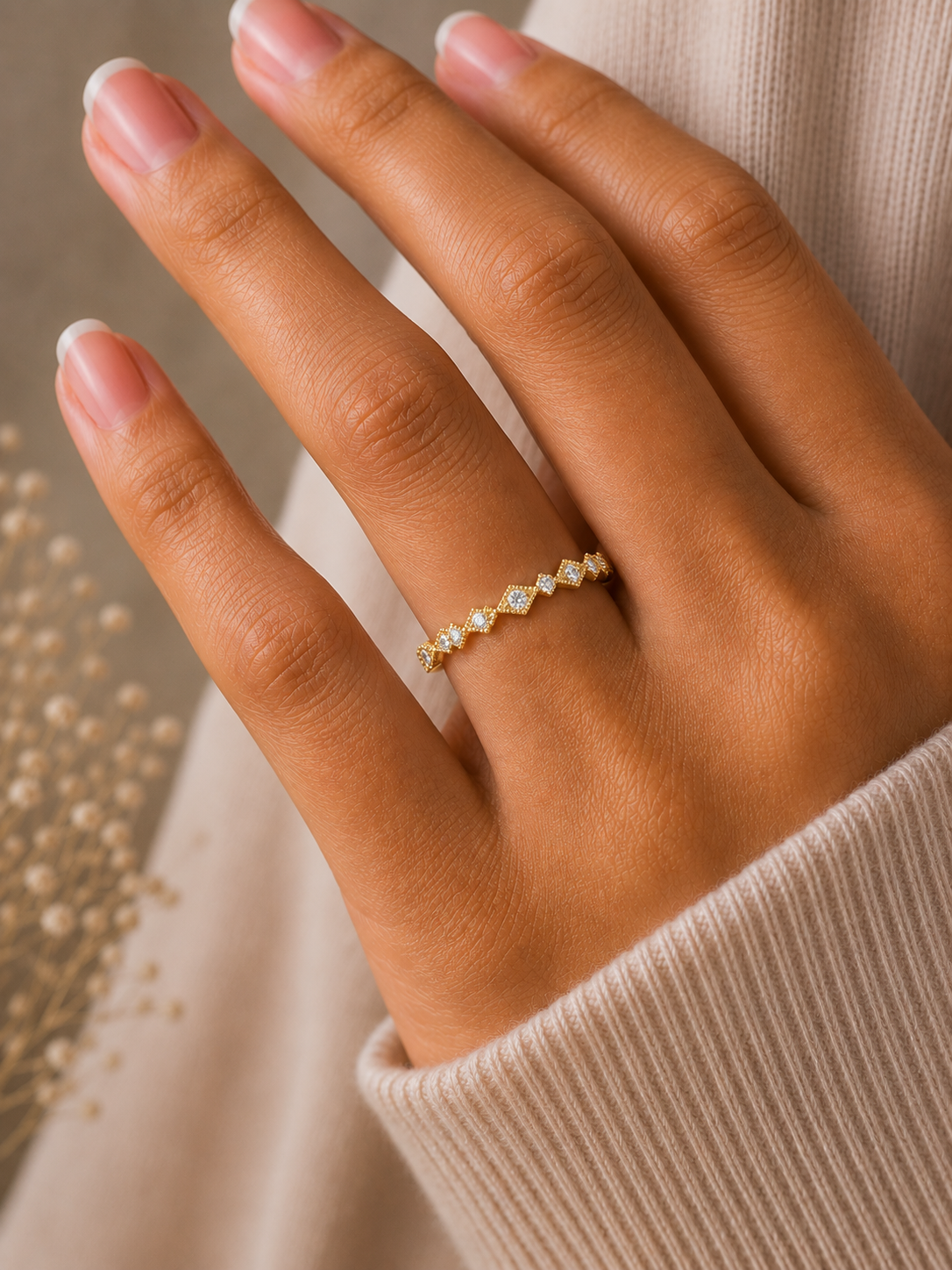 Lab Grown Diamond Eternity Wedding Band In 14K Solid Gold Round Cut Vintage Ring for Women's - HIGHCARAT DIAMONDS
