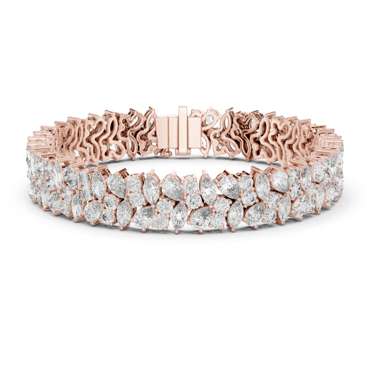 15.48Ct Round, Pear and Marquise Cut Top Grade Lab Grown Diamond Unique Prong Set Bridesmaid Tennis Bracelet - HIGHCARAT DIAMONDS