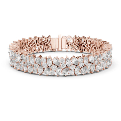 15.48Ct Round, Pear and Marquise Cut Top Grade Lab Grown Diamond Unique Prong Set Bridesmaid Tennis Bracelet - HIGHCARAT DIAMONDS