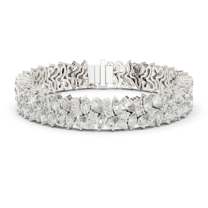 15.48Ct Round, Pear and Marquise Cut Top Grade Lab Grown Diamond Unique Prong Set Bridesmaid Tennis Bracelet - HIGHCARAT DIAMONDS