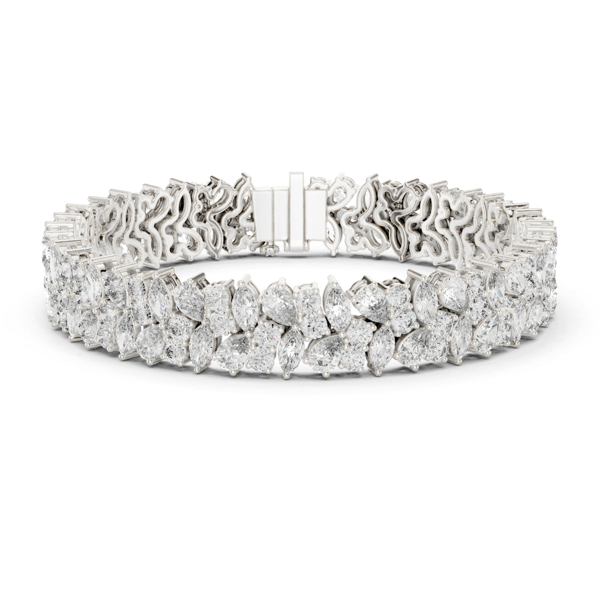 15.48Ct Round, Pear and Marquise Cut Top Grade Lab Grown Diamond Unique Prong Set Bridesmaid Tennis Bracelet - HIGHCARAT DIAMONDS
