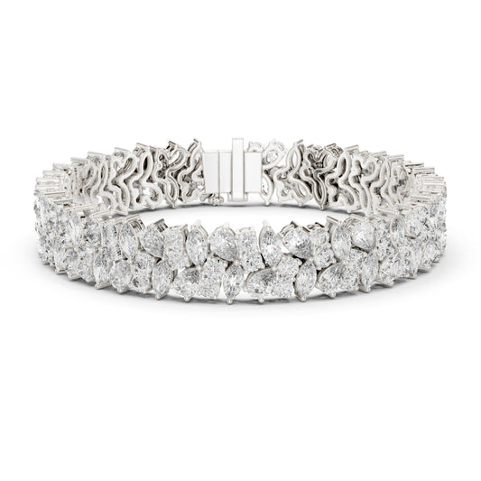 15.48Ct Round, Pear and Marquise Cut Top Grade Lab Grown Diamond Unique Prong Set Bridesmaid Tennis Bracelet - HIGHCARAT DIAMONDS