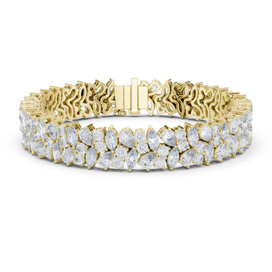15.48Ct Round, Pear and Marquise Cut Top Grade Lab Grown Diamond Unique Prong Set Bridesmaid Tennis Bracelet - HIGHCARAT DIAMONDS