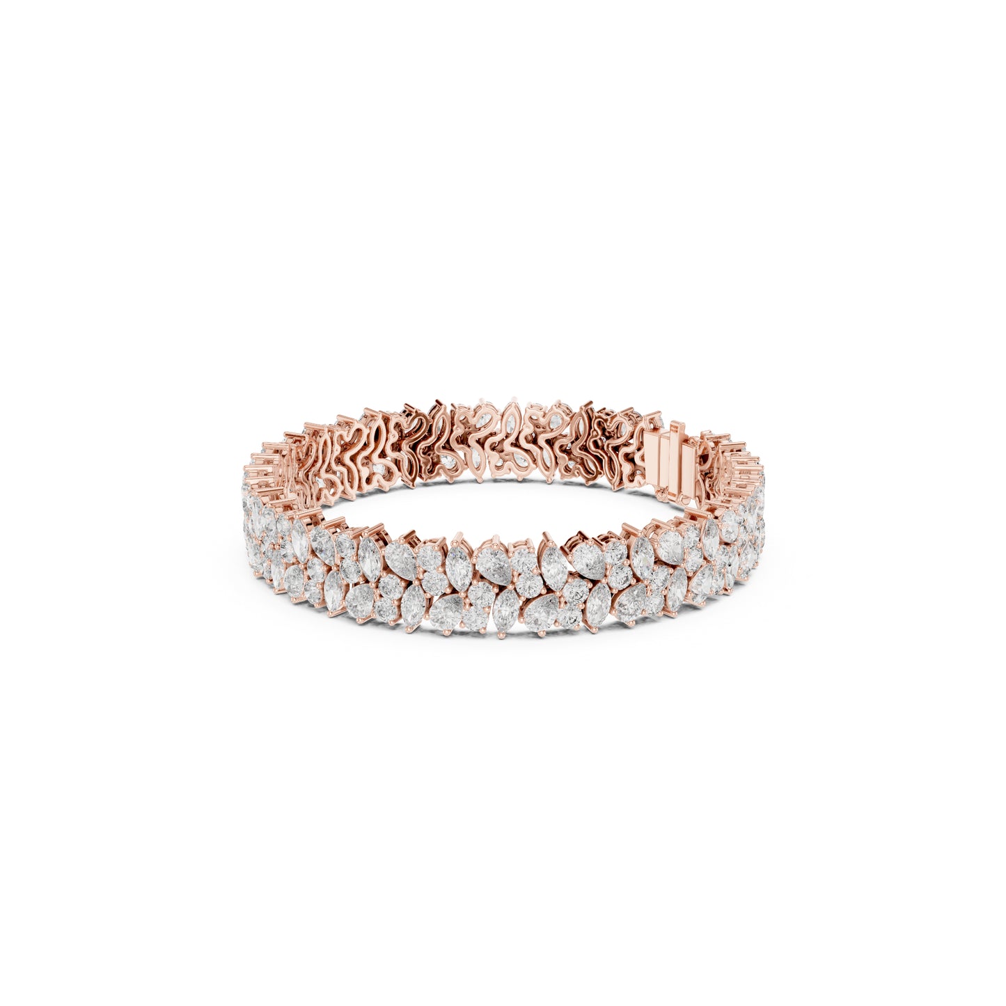 15.48Ct Round, Pear and Marquise Cut Top Grade Lab Grown Diamond Unique Prong Set Bridesmaid Tennis Bracelet - HIGHCARAT DIAMONDS