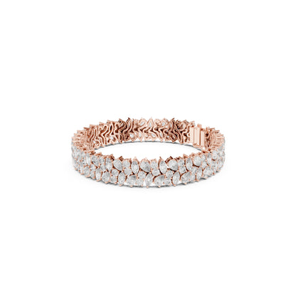 15.48Ct Round, Pear and Marquise Cut Top Grade Lab Grown Diamond Unique Prong Set Bridesmaid Tennis Bracelet - HIGHCARAT DIAMONDS