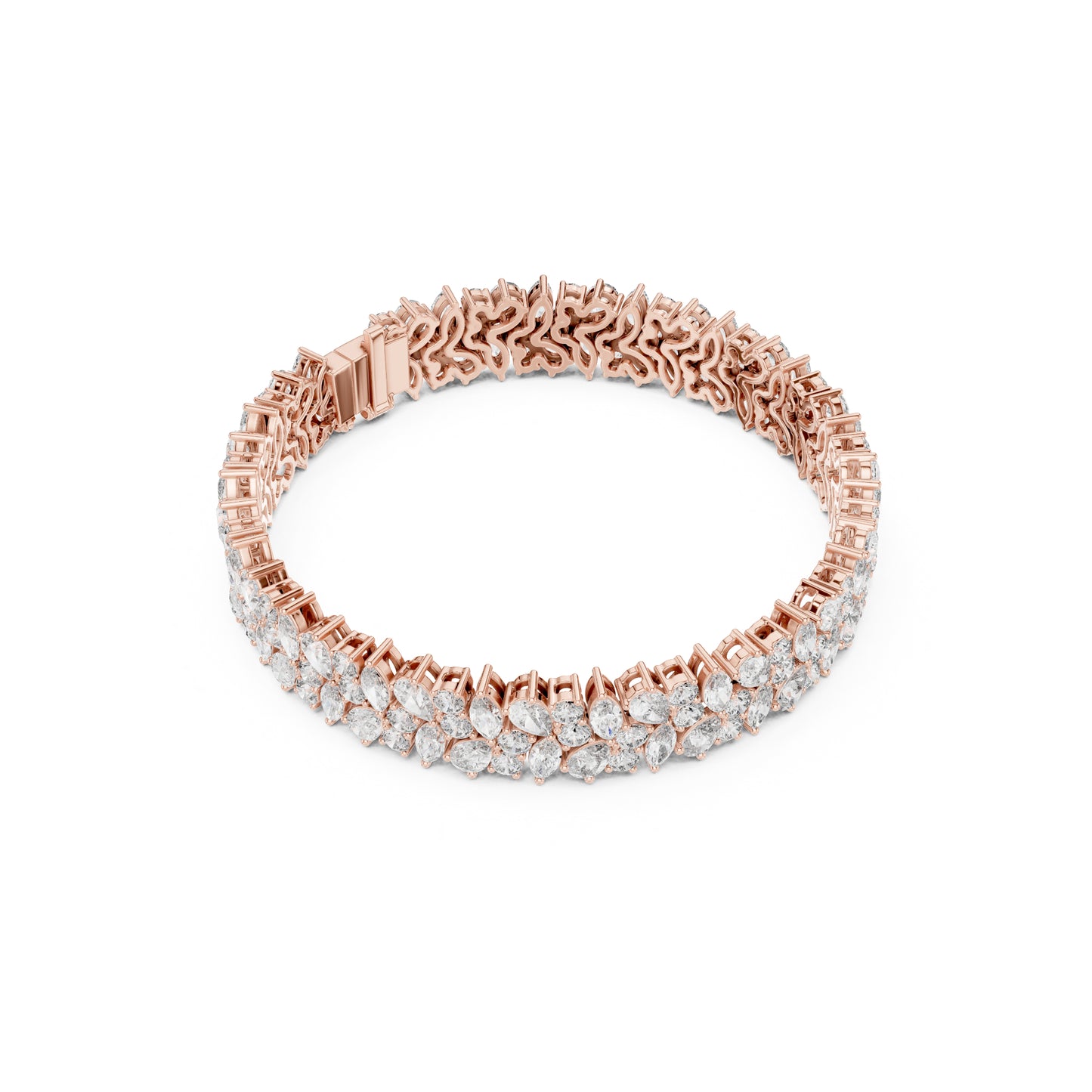 15.48Ct Round, Pear and Marquise Cut Top Grade Lab Grown Diamond Unique Prong Set Bridesmaid Tennis Bracelet - HIGHCARAT DIAMONDS