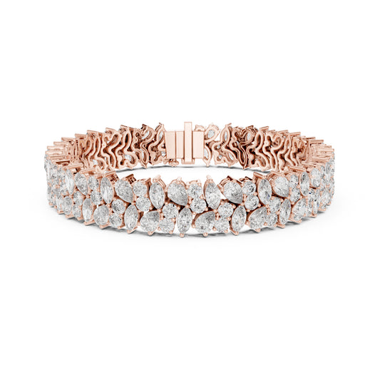 15.48Ct Round, Pear and Marquise Cut Top Grade Lab Grown Diamond Unique Prong Set Bridesmaid Tennis Bracelet - HIGHCARAT DIAMONDS