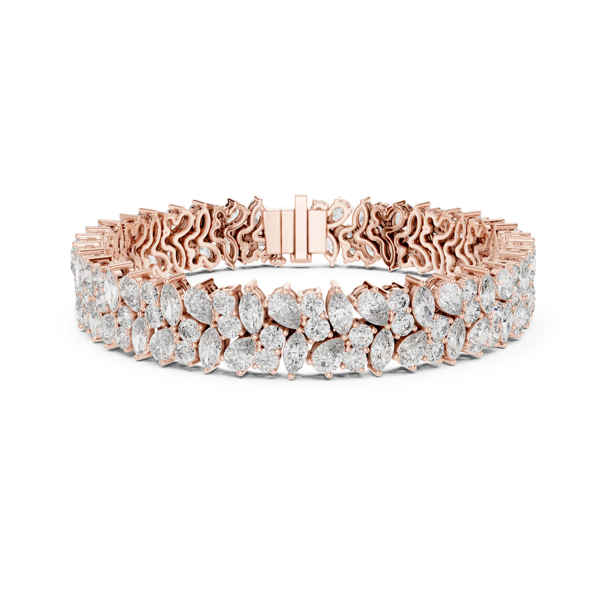 15.48Ct Round, Pear and Marquise Cut Top Grade Lab Grown Diamond Unique Prong Set Bridesmaid Tennis Bracelet - HIGHCARAT DIAMONDS