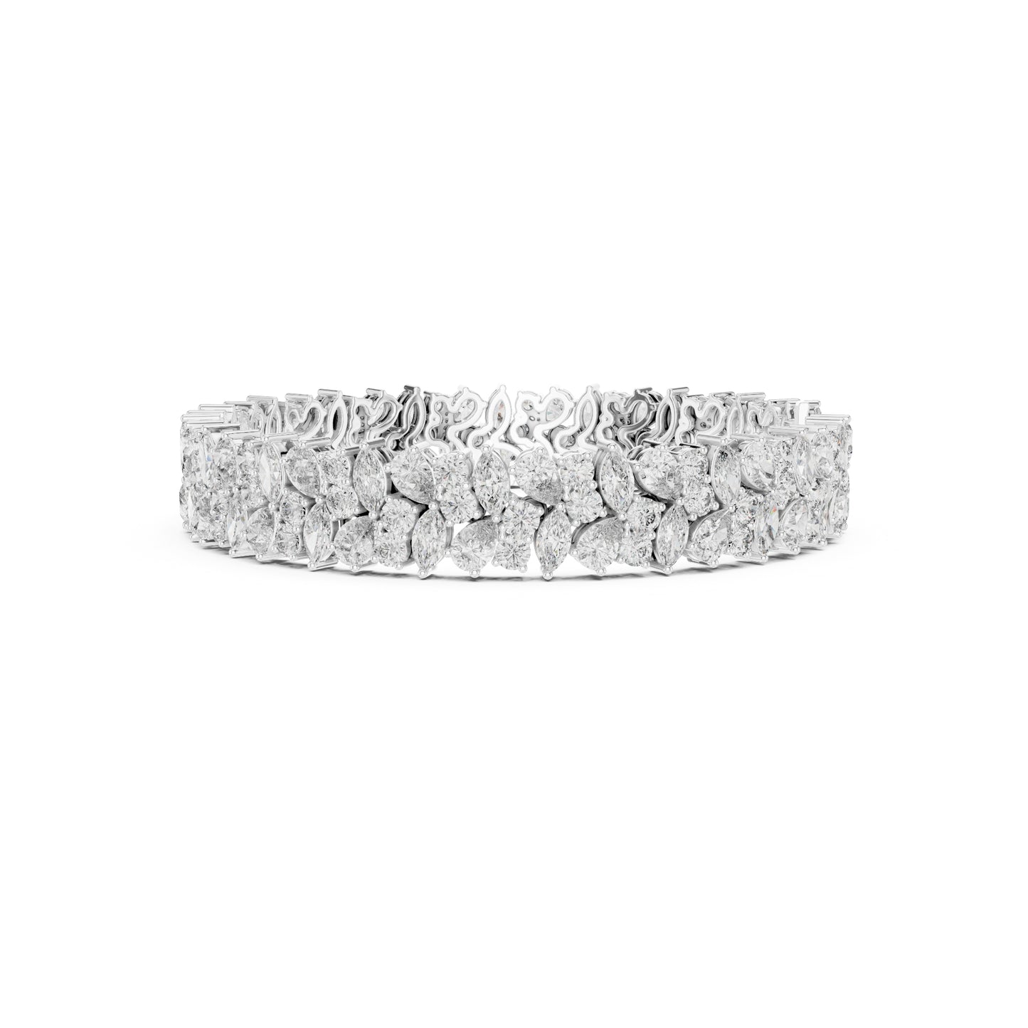 15.48Ct Round, Pear and Marquise Cut Top Grade Lab Grown Diamond Unique Prong Set Bridesmaid Tennis Bracelet - HIGHCARAT DIAMONDS